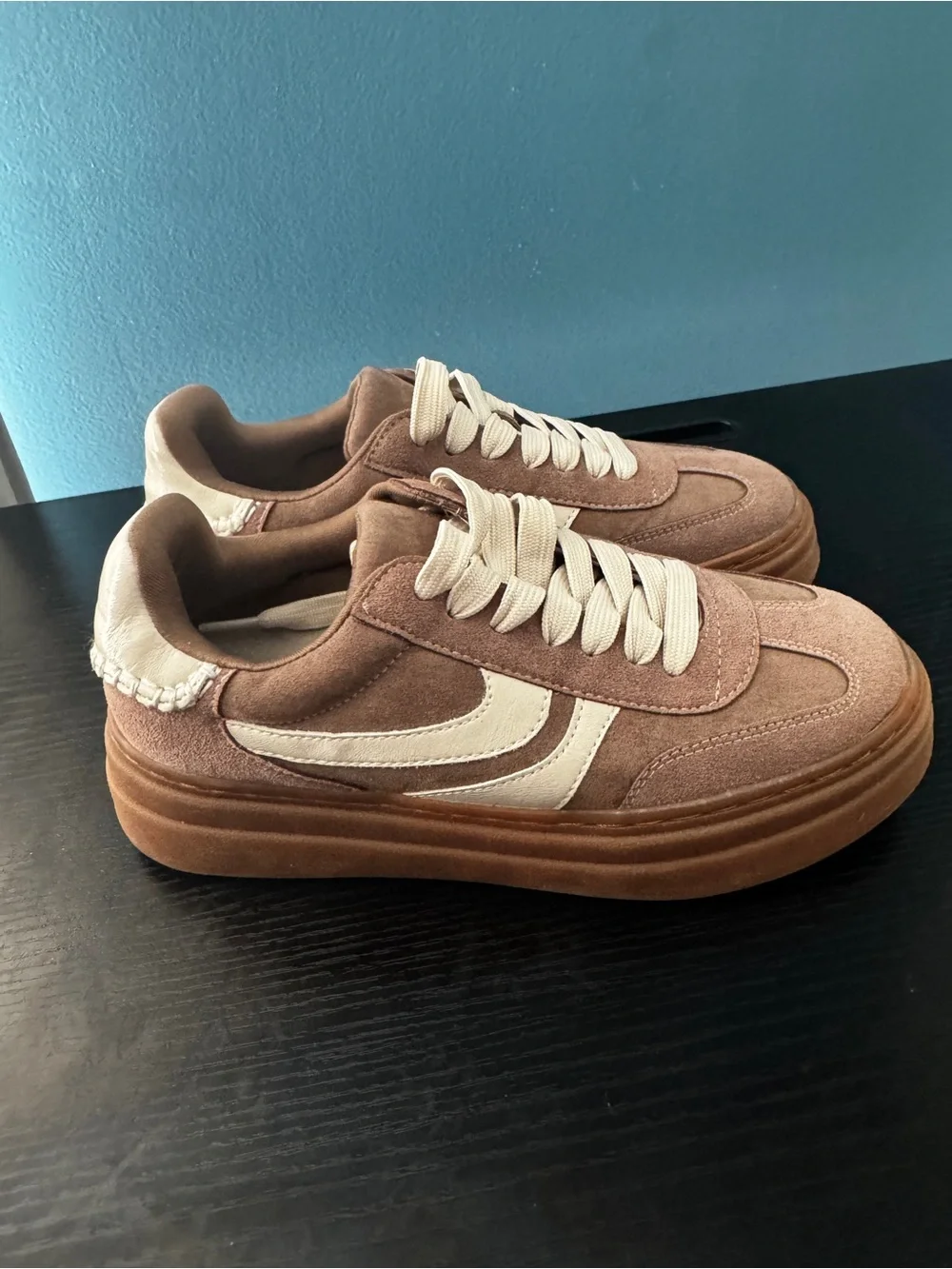 Women’s Platform Sneakers in Brown and Cream